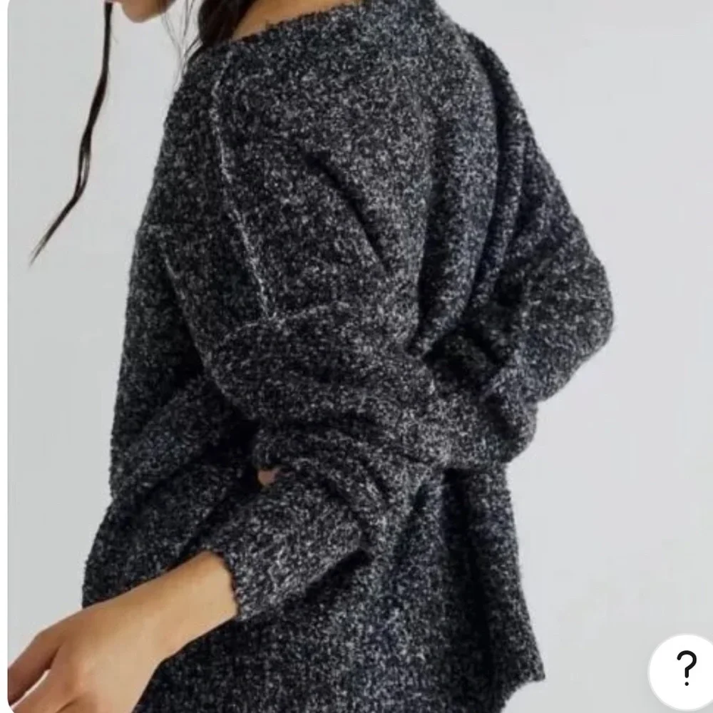 Free People Off-the-Shoulder Chunky Sweater in Charcoal Black